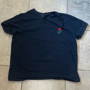 forever 21 black rose short sleeve